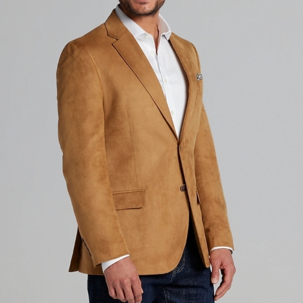 Bar III Men's Tan Velvet Blazer (Slim Fit)